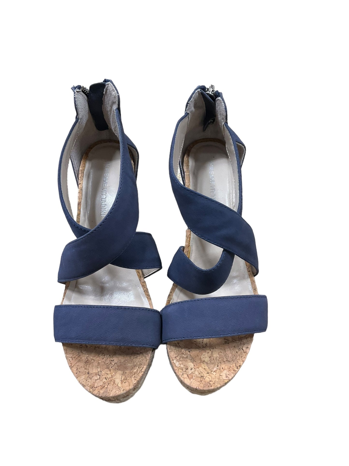 Navy Sandals Heels Platform Adrienne Vittadini, Size 7.5