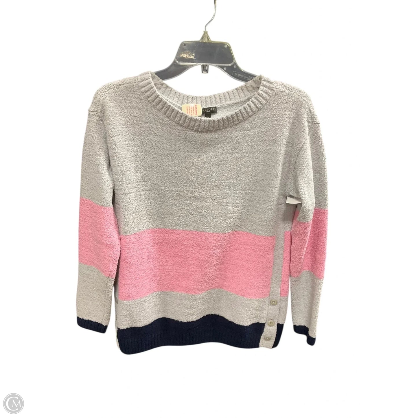 Sweater By Talbots In Grey & Pink, Size: Sp
