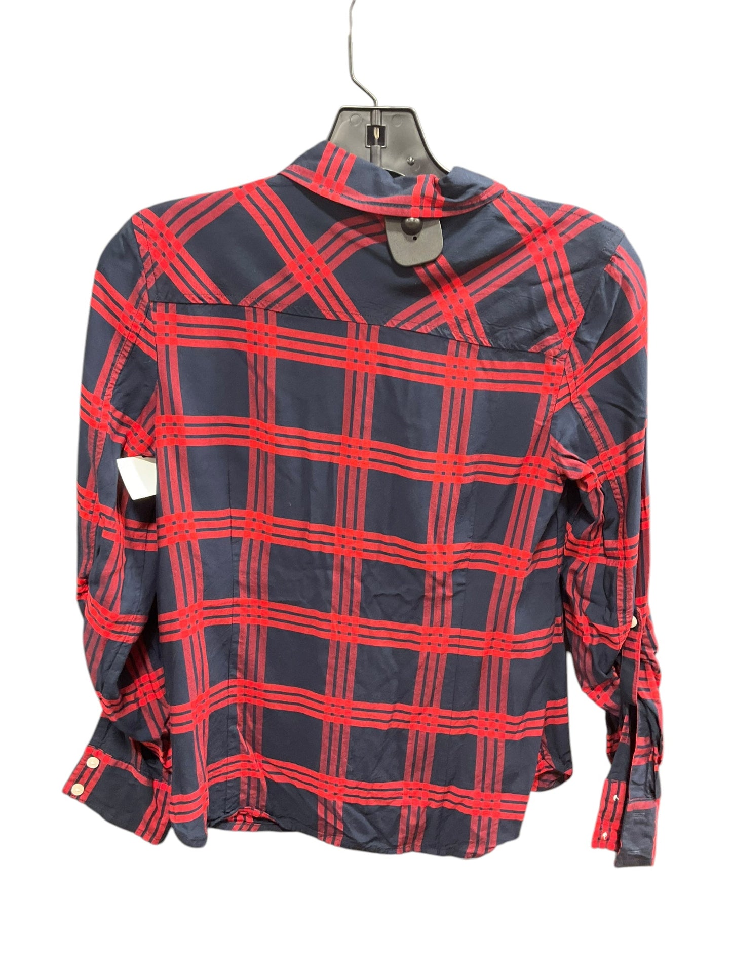 Blouse Long Sleeve By Tommy Hilfiger In Plaid Pattern, Size: Xs