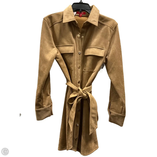 Jacket Shirt By Guess In Brown, Size: M