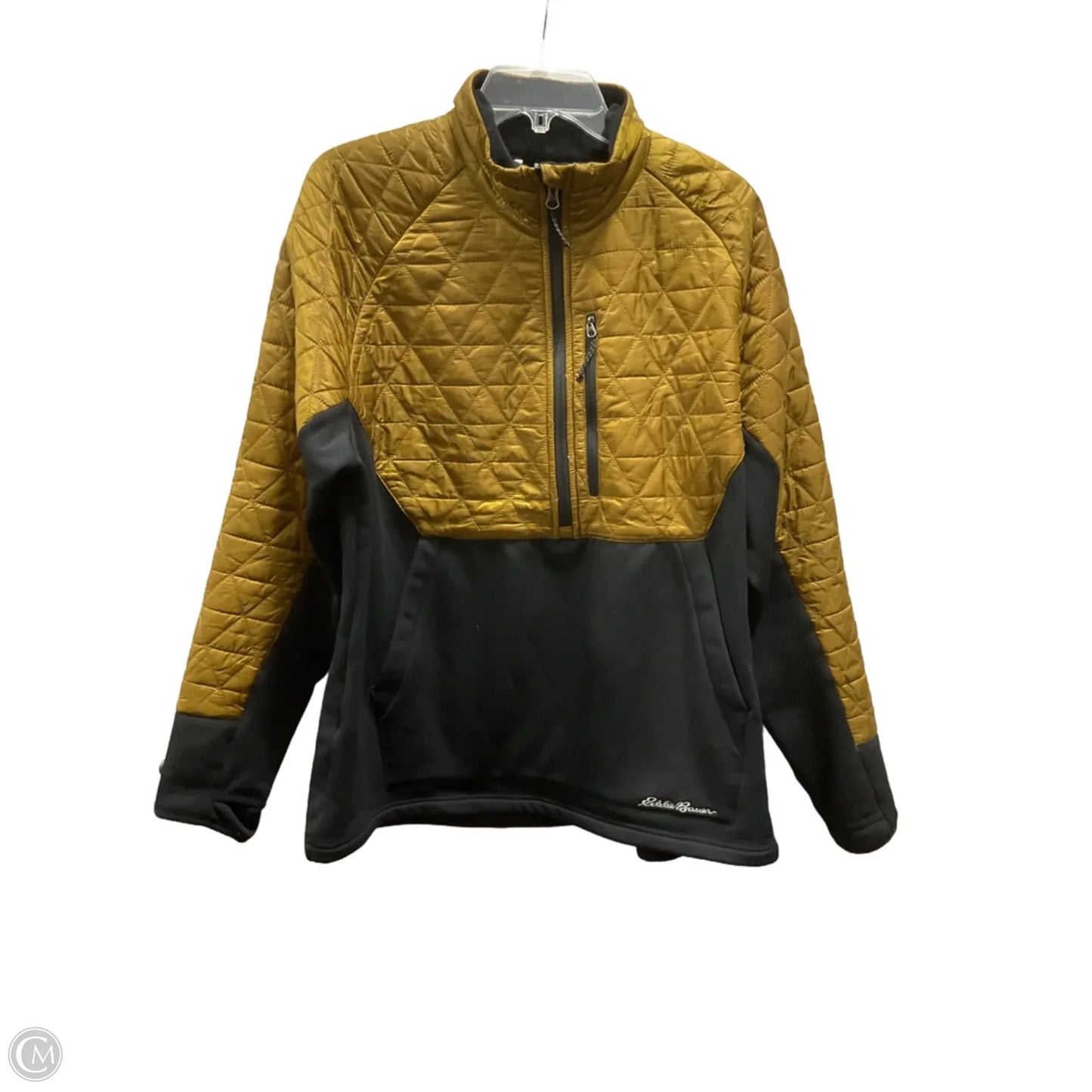 Jacket Shirt By Eddie Bauer In Black & Gold, Size: 1x