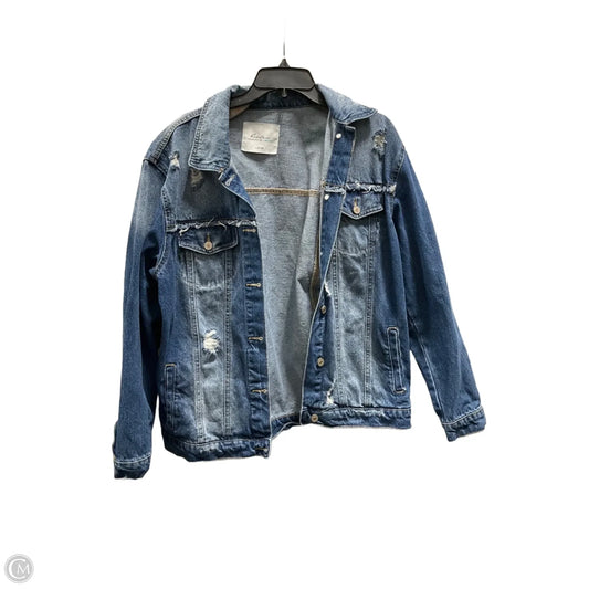 Jacket Denim By Kancan In Blue Denim, Size: L