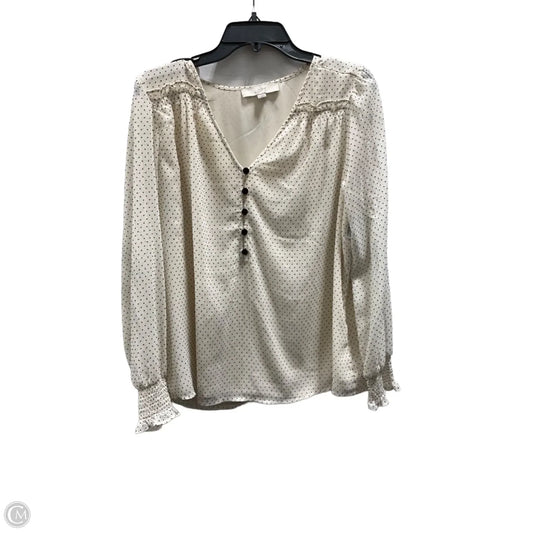 Top Long Sleeve By Loft In Polkadot Pattern, Size: L