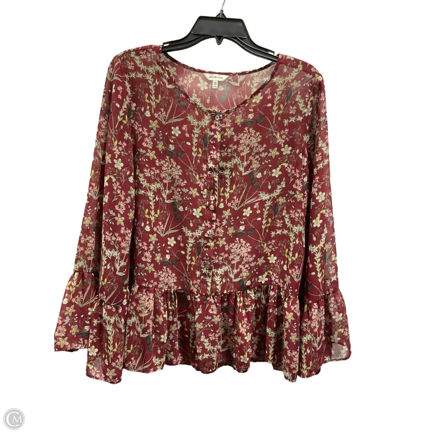 Top Long Sleeve By Max Studio In Floral Print, Size: M