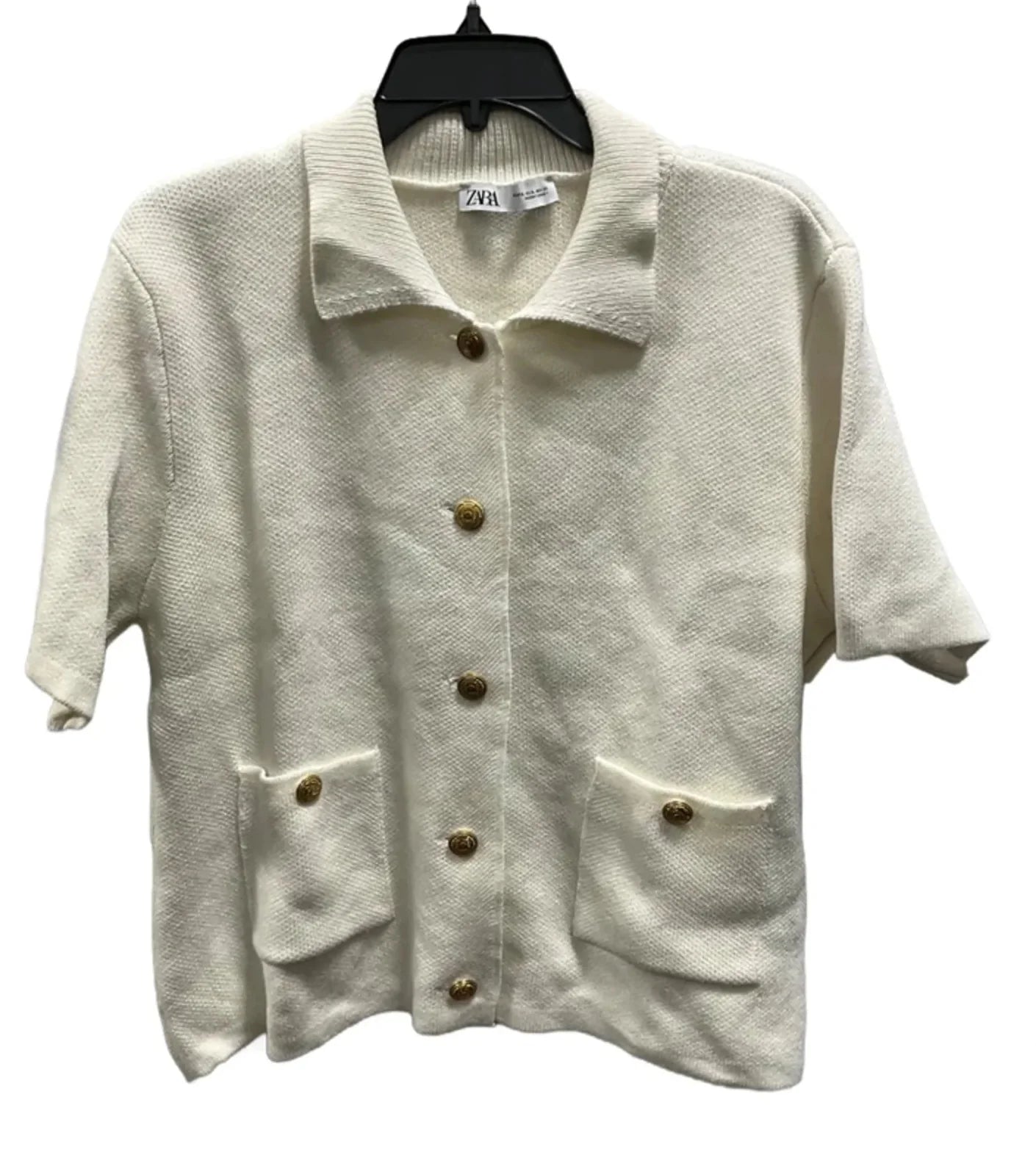 Top Short Sleeve By Zara In Cream, Size: Xl