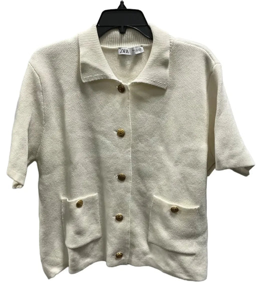 Top Short Sleeve By Zara In Cream, Size: Xl