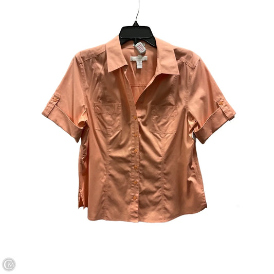 Blouse Short Sleeve By Chicos In Peach, Size: L