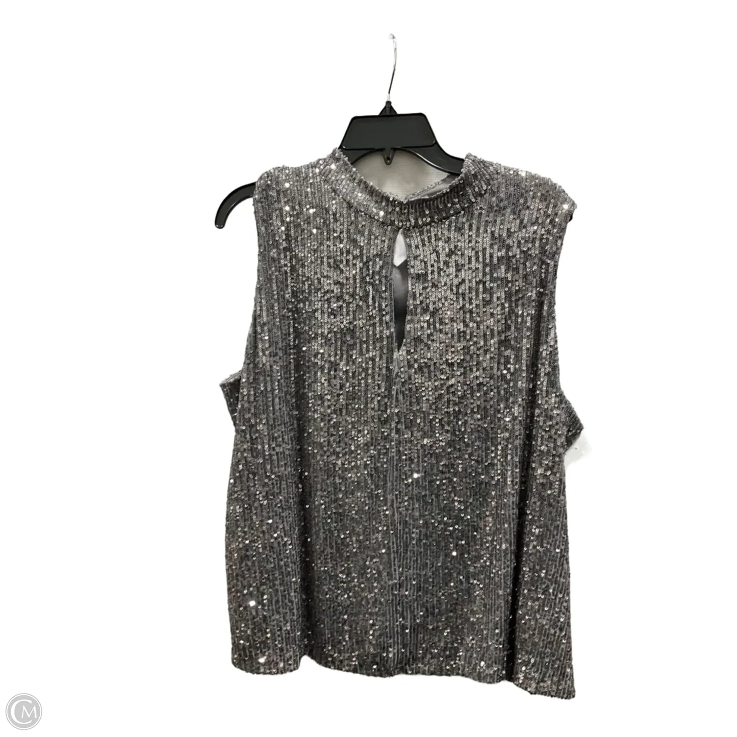 Top Sleeveless By Calvin Klein In Silver, Size: 1x