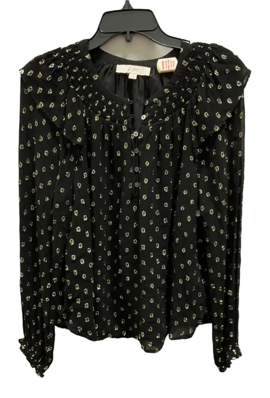 Top Long Sleeve By Loft In Black, Size: M