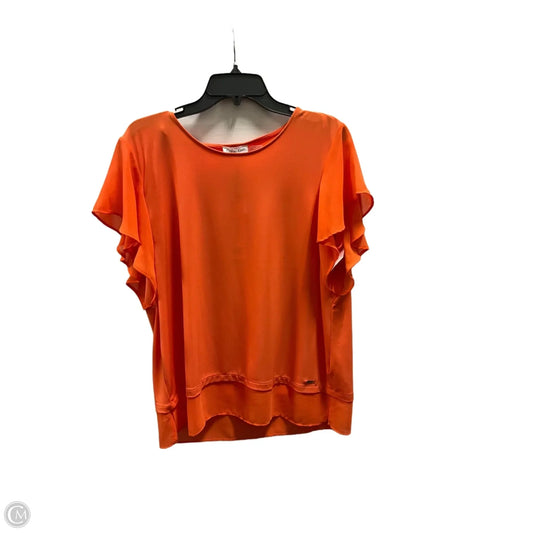 Top Short Sleeve By Calvin Klein In Orange, Size: L