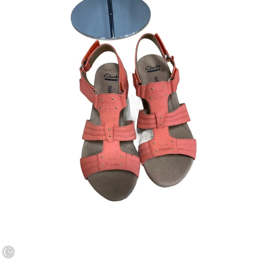 Sandals Heels Wedge By Clarks In Orange, Size: 8.5