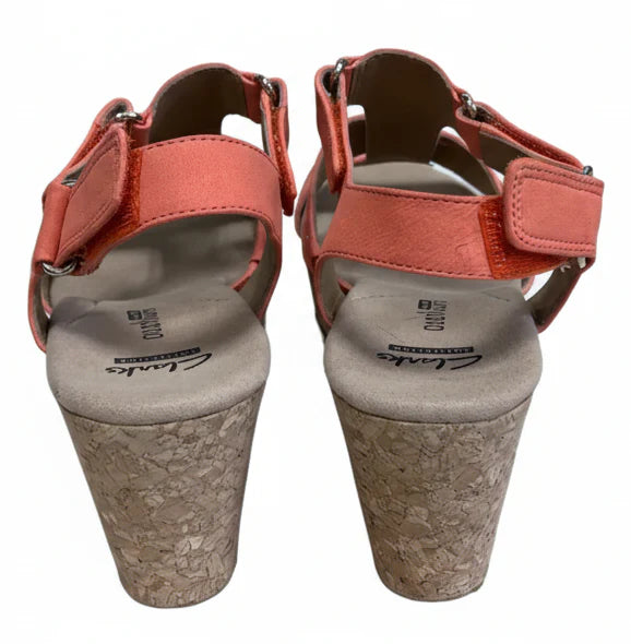 Sandals Heels Wedge By Clarks In Orange, Size: 8.5