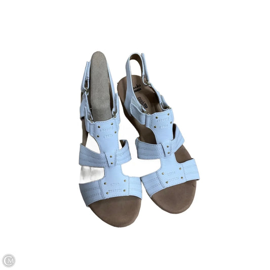 Sandals Heels Wedge By Clarks In White, Size: 8.5