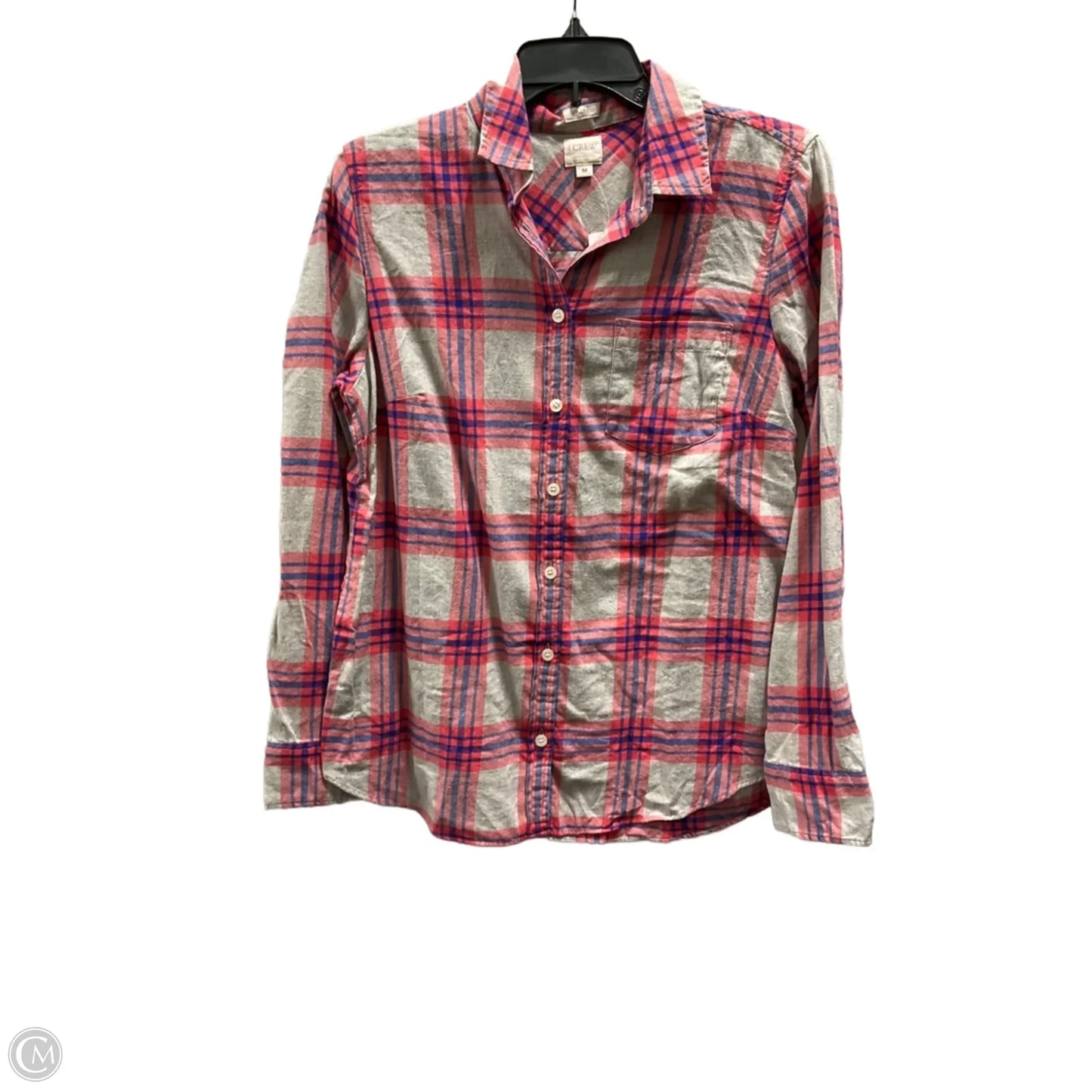 Top Long Sleeve By J. Crew In Plaid Pattern, Size: M