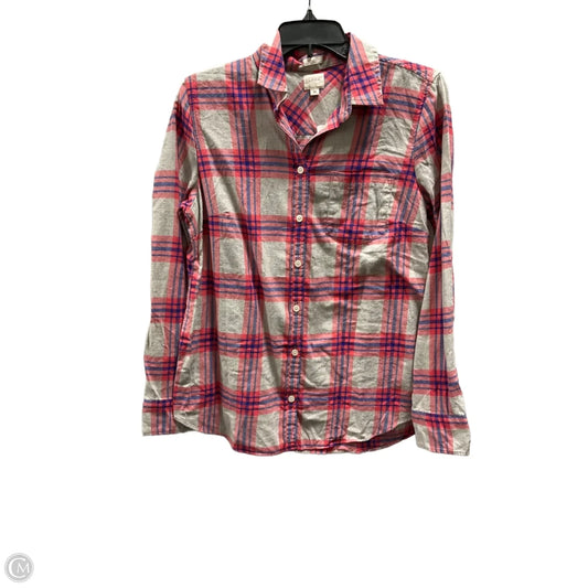 Top Long Sleeve By J. Crew In Plaid Pattern, Size: M