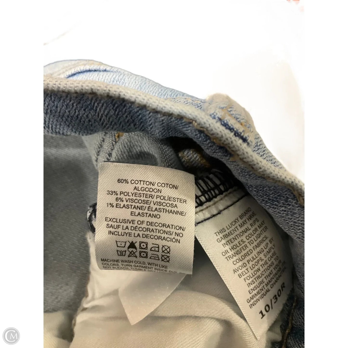 Jeans Straight By Lucky Brand In Blue Denim, Size: 10