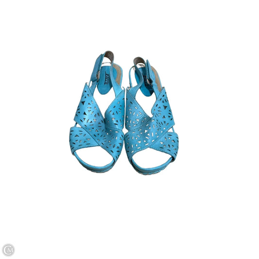Sandals Heels Wedge By Earth In Teal, Size: 8