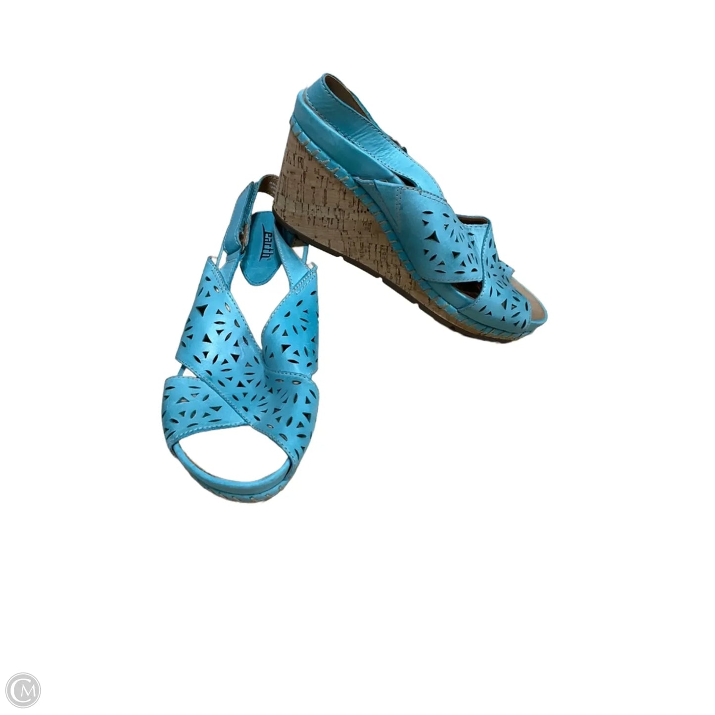 Sandals Heels Wedge By Earth In Teal, Size: 8