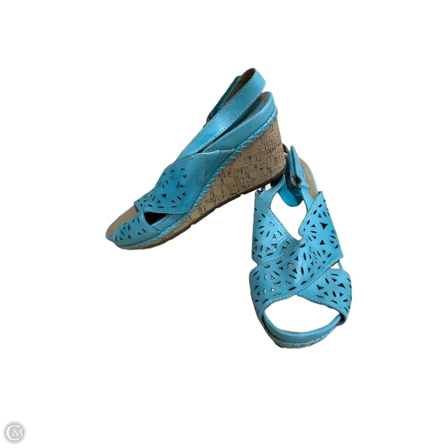 Sandals Heels Wedge By Earth In Teal, Size: 8