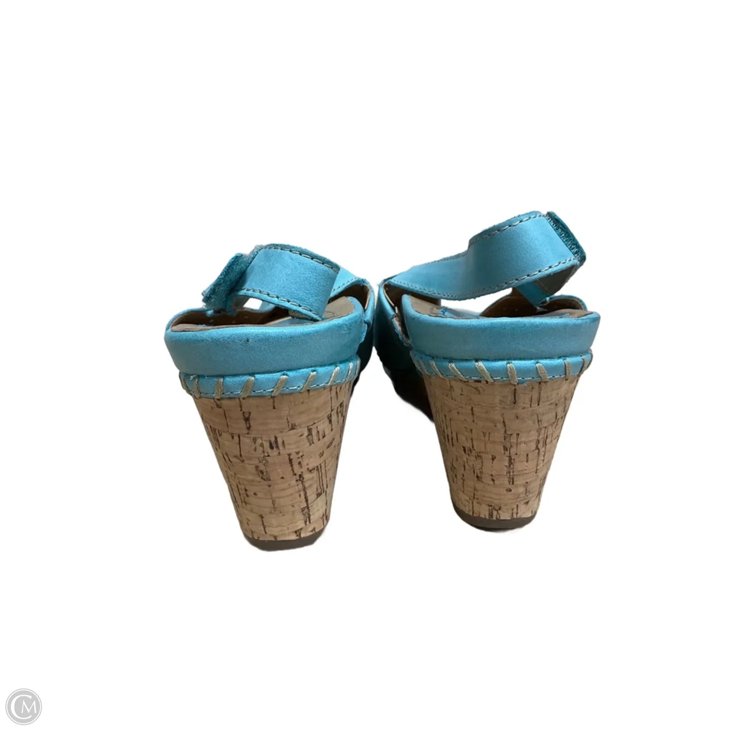 Sandals Heels Wedge By Earth In Teal, Size: 8