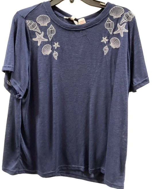 Top Short Sleeve By Rose And Olive In Blue, Size: 1x