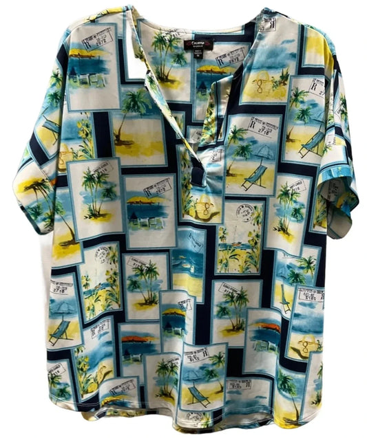 Top Short Sleeve By Cocomo In Multi-colored, Size: 1x