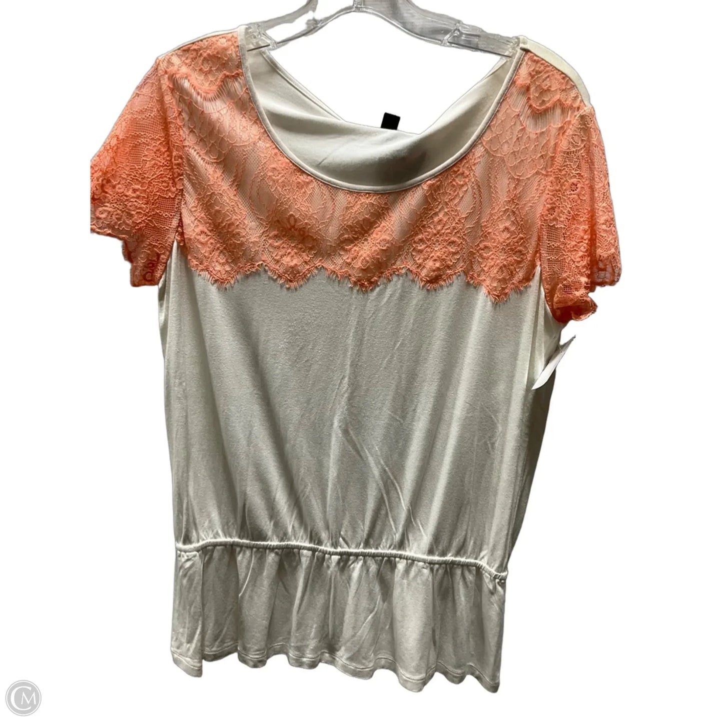 Top Short Sleeve By Ann Taylor In White, Size: M
