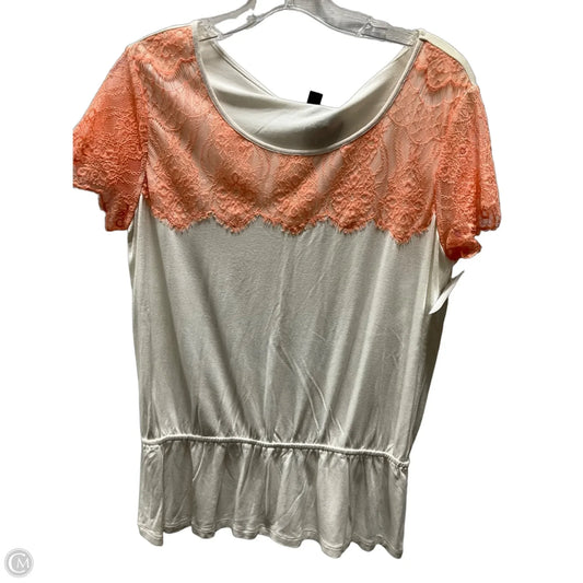 Top Short Sleeve By Ann Taylor In White, Size: M