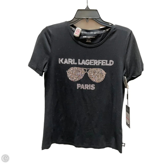 Top Short Sleeve Designer By Karl Lagerfeld In Black, Size: Xs