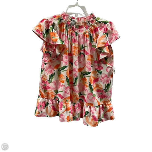 Top Short Sleeve By Hailey & Co In Floral Print, Size: S
