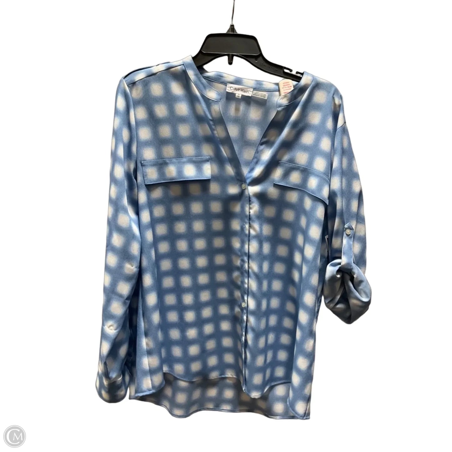Blouse Long Sleeve By Calvin Klein In Blue, Size: Xl