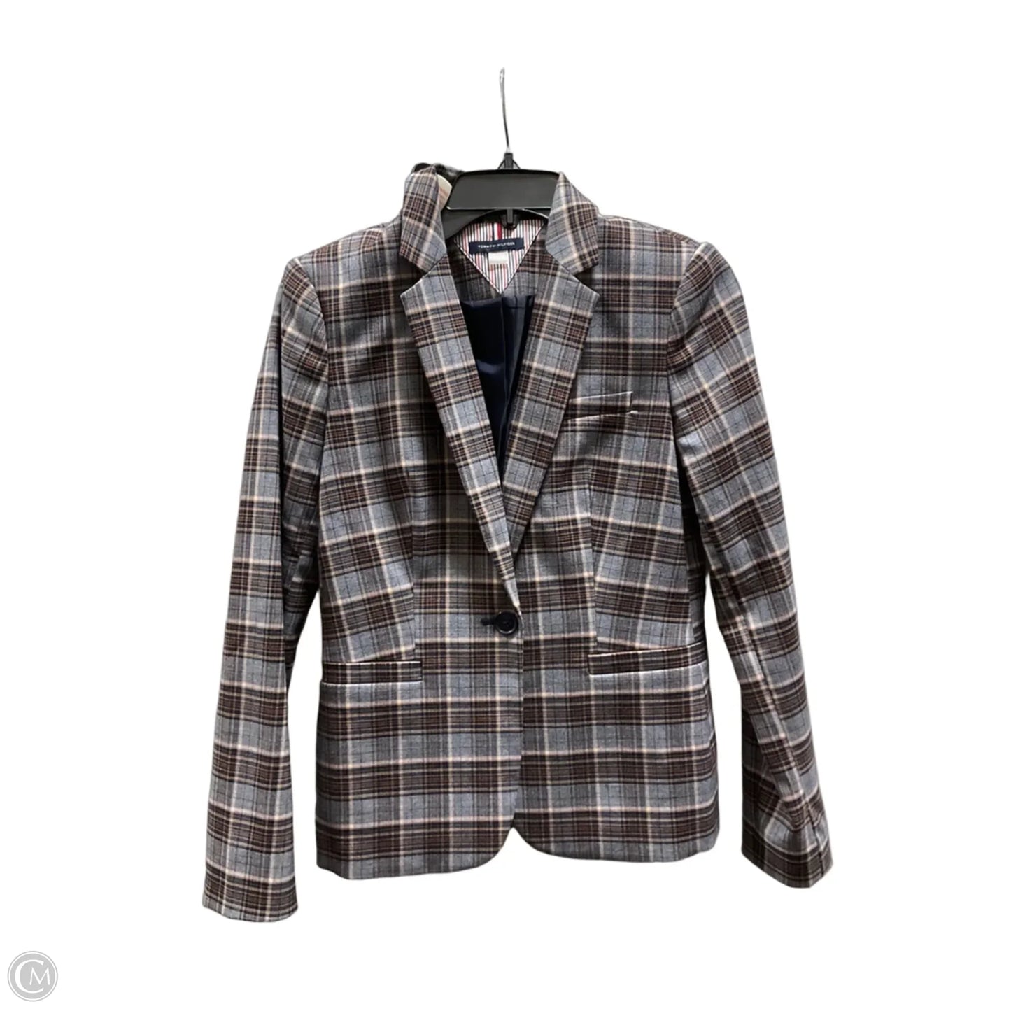 Blouse Long Sleeve By Tommy Hilfiger In Plaid Pattern, Size: Xs