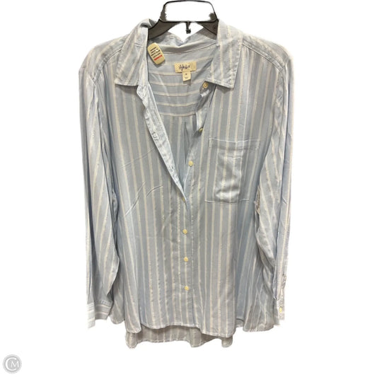 Blouse Long Sleeve By Style And Company In Blue & Cream, Size: 2x