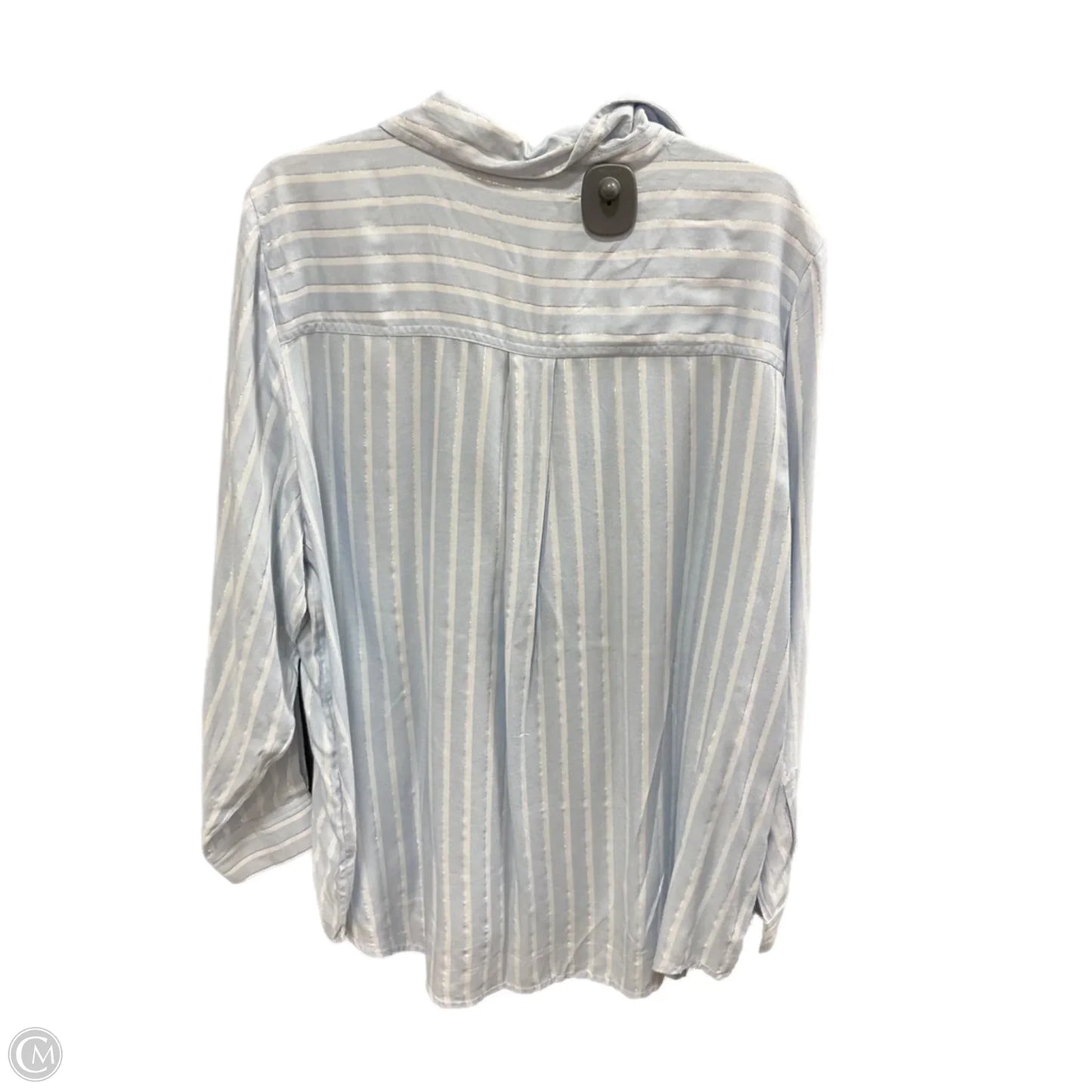 Blouse Long Sleeve By Style And Company In Blue & Cream, Size: 2x