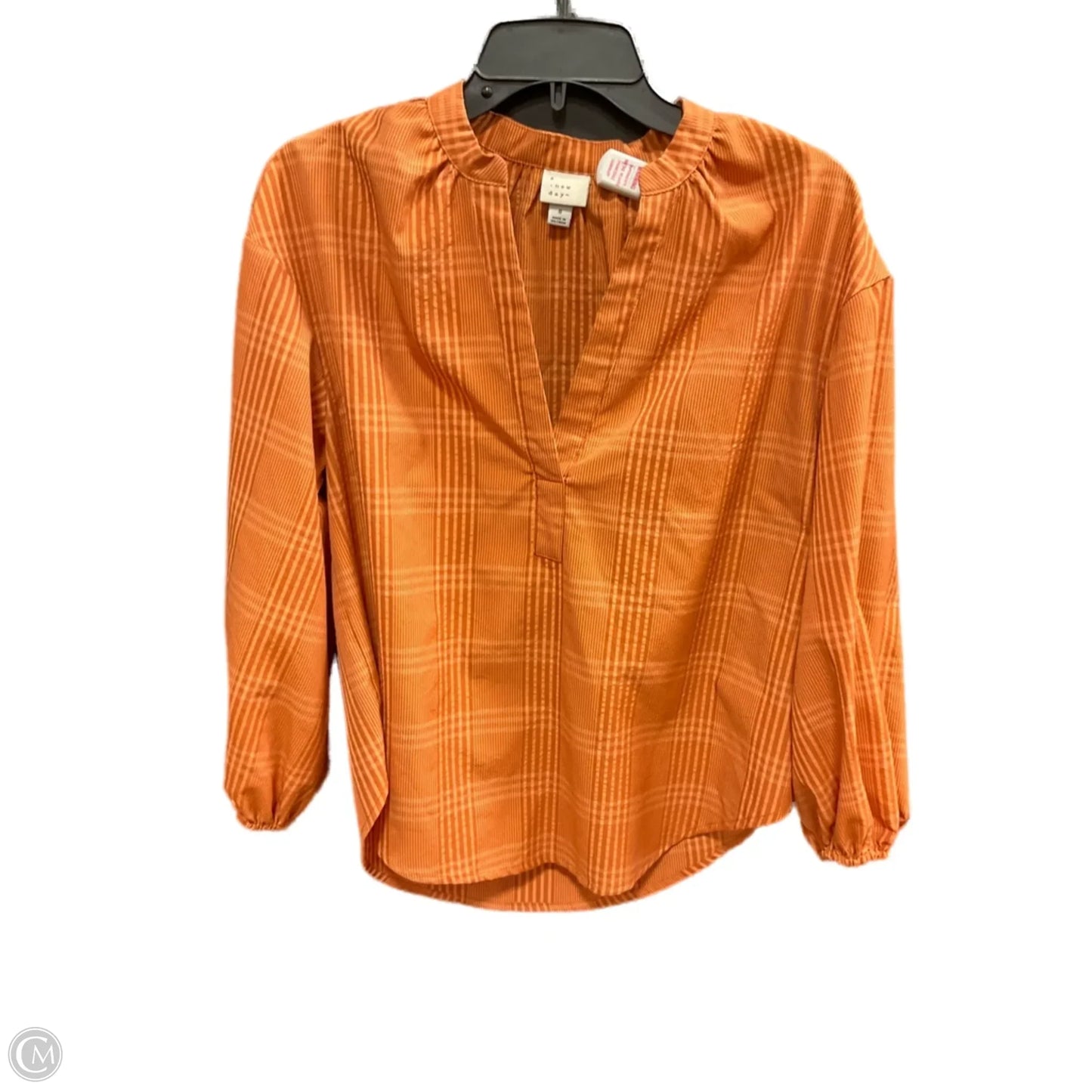 Blouse 3/4 Sleeve By A New Day In Plaid Pattern, Size: S