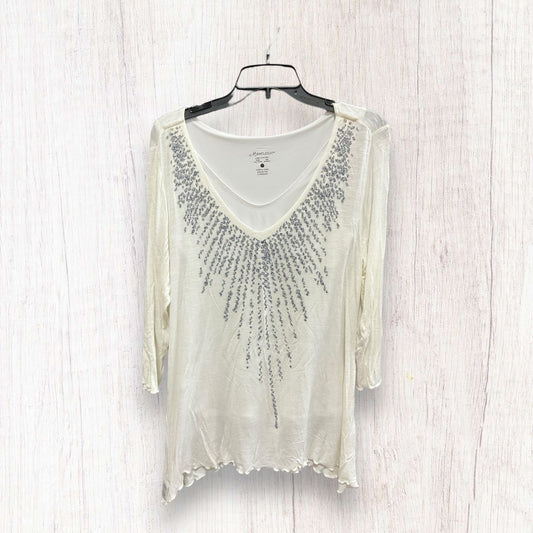 Top Long Sleeve By Miraclesuit In White, Size: L