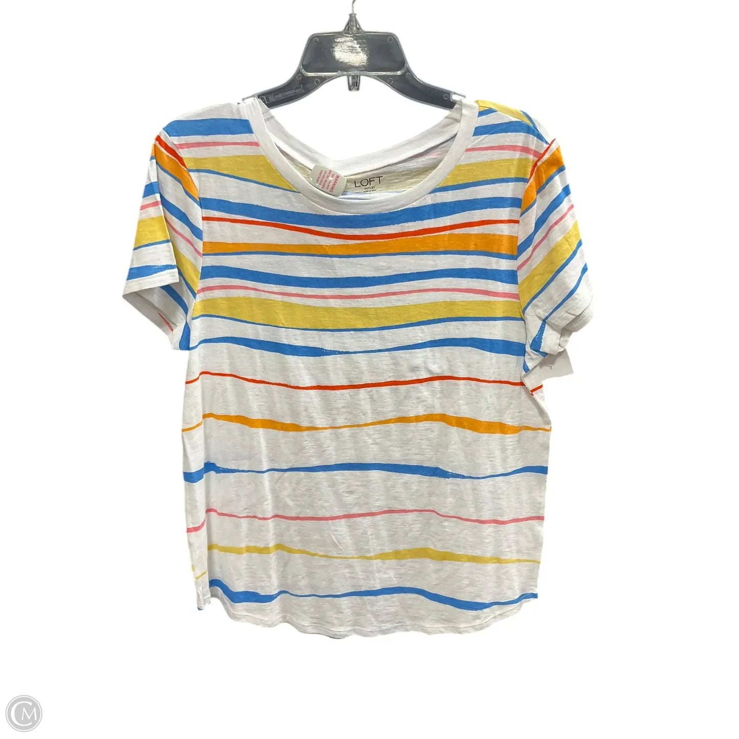 Top Short Sleeve By Loft In Striped Pattern, Size: L