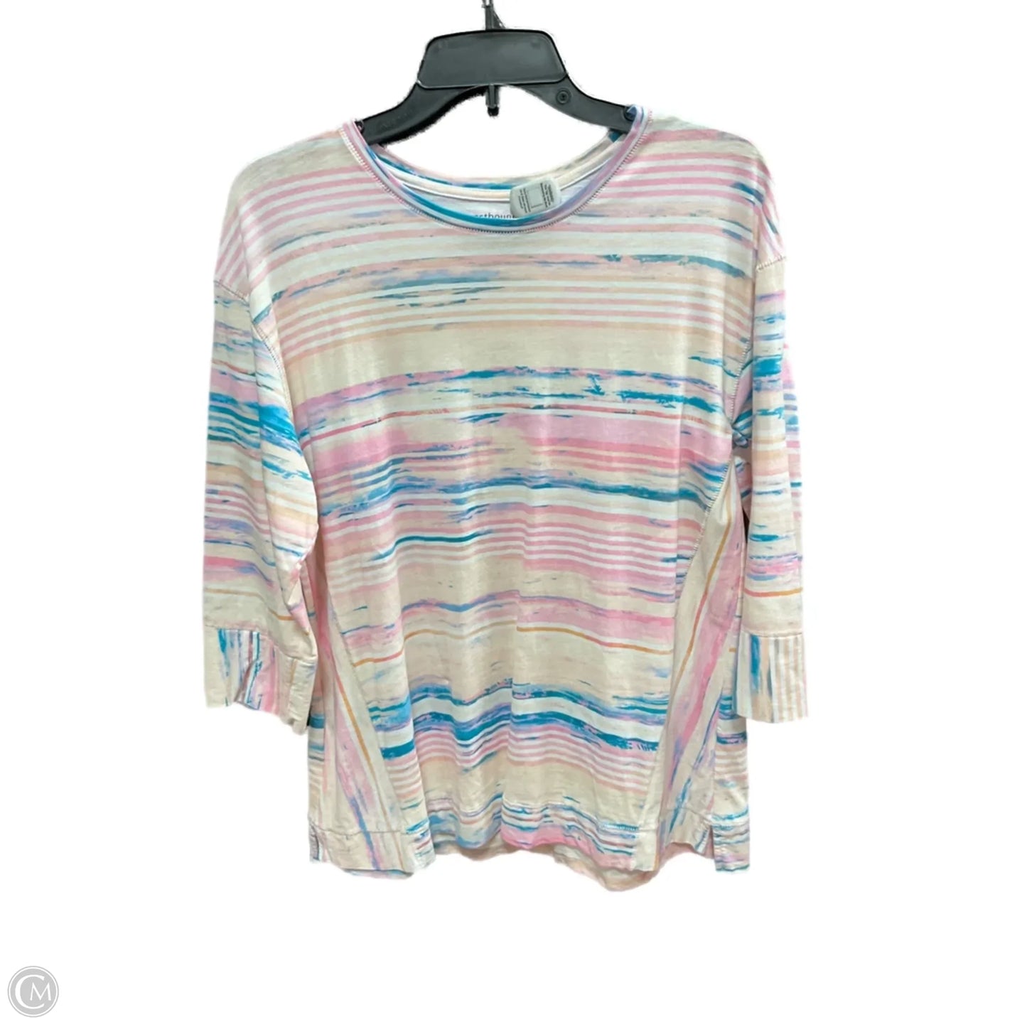 Top 3/4 Sleeve By West Bound In Blue & Pink, Size: L