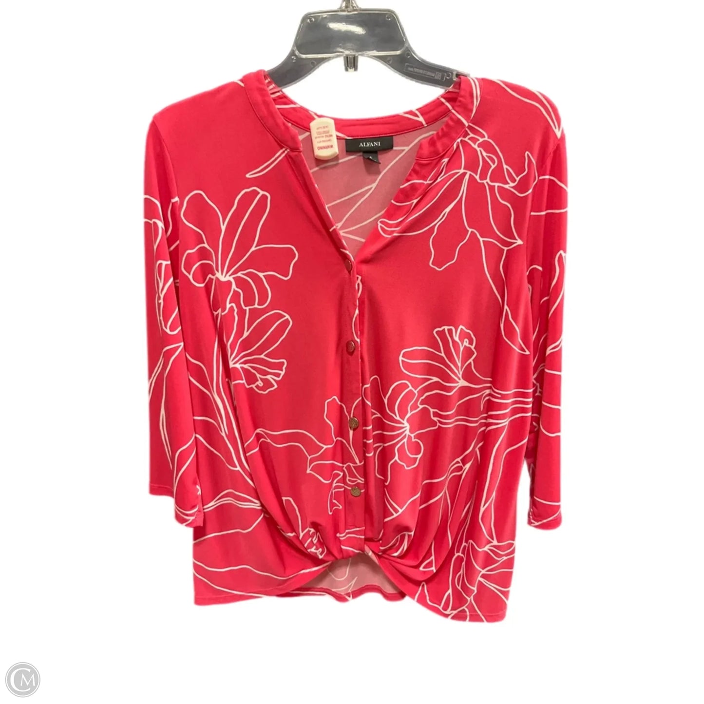 Top 3/4 Sleeve By Alfani In Coral, Size: S