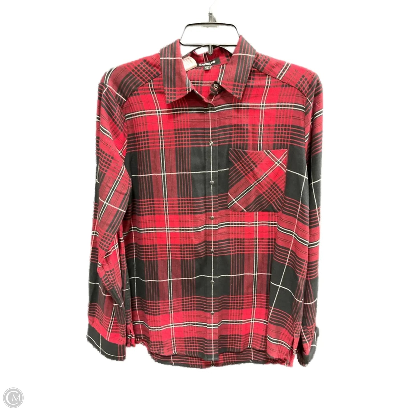 Blouse Long Sleeve By Express In Black & Red, Size: Sp