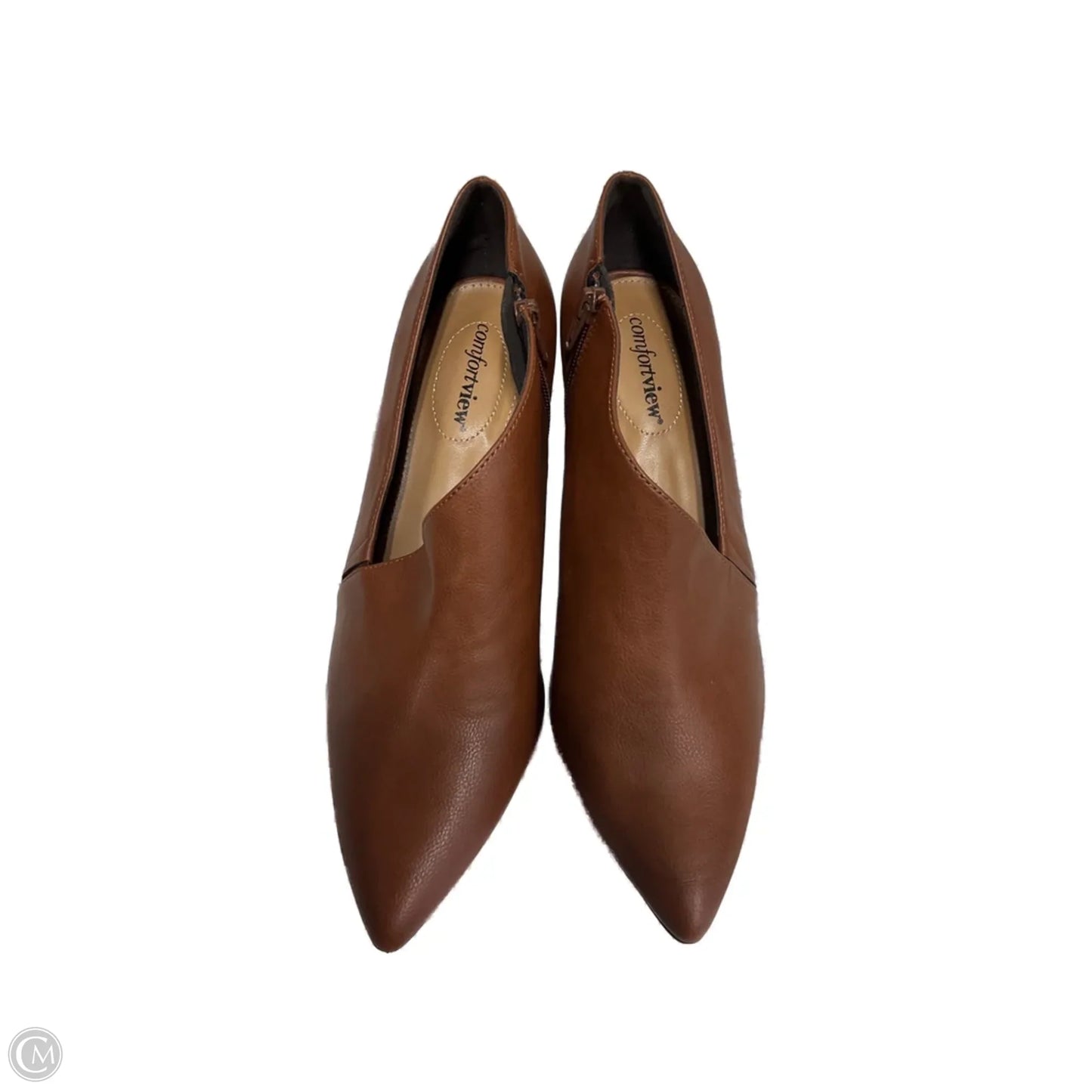 Boots Ankle Heels By Comfortview In Brown, Size: 11