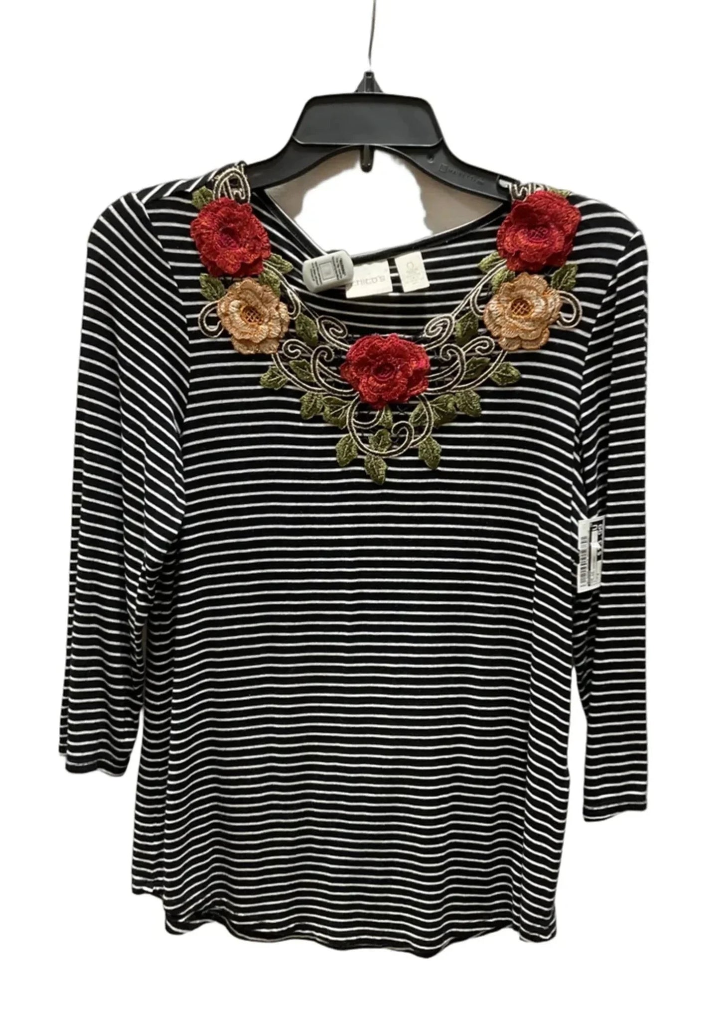Top Long Sleeve By Chicos In Striped Pattern, Size: S
