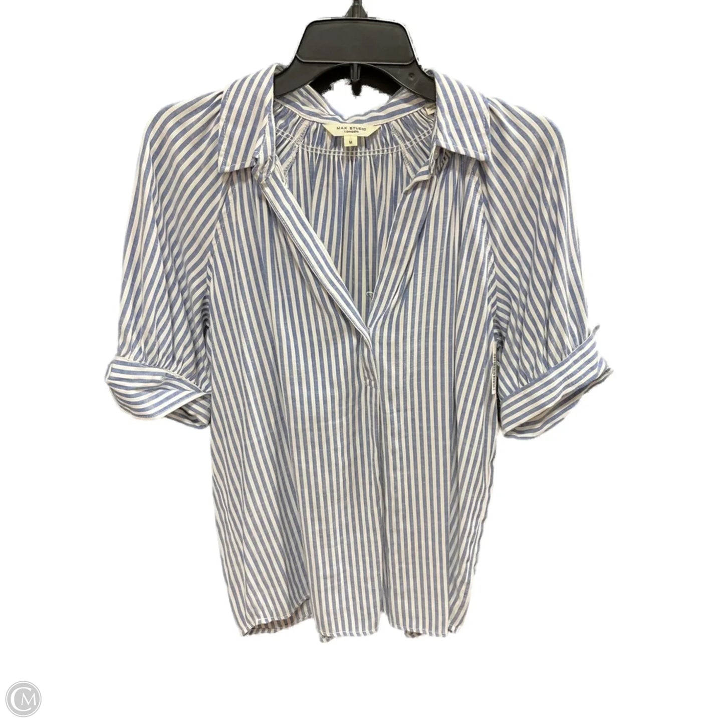 Top Short Sleeve By Max Studio In Striped Pattern, Size: M