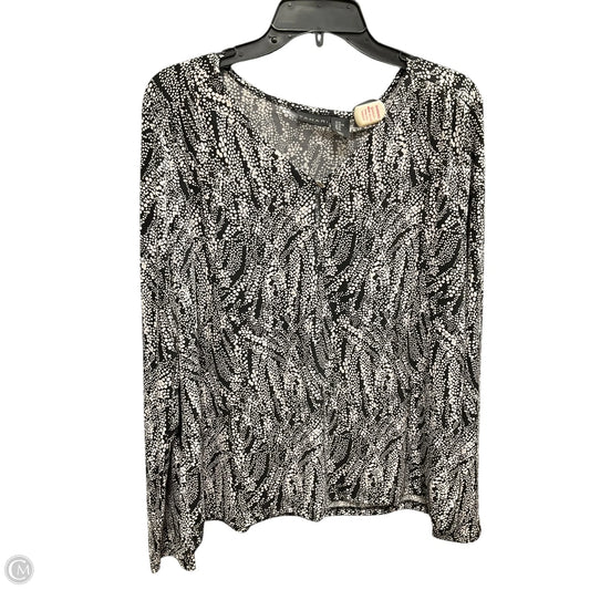Top Long Sleeve By Tahari In Black & White, Size: Xl