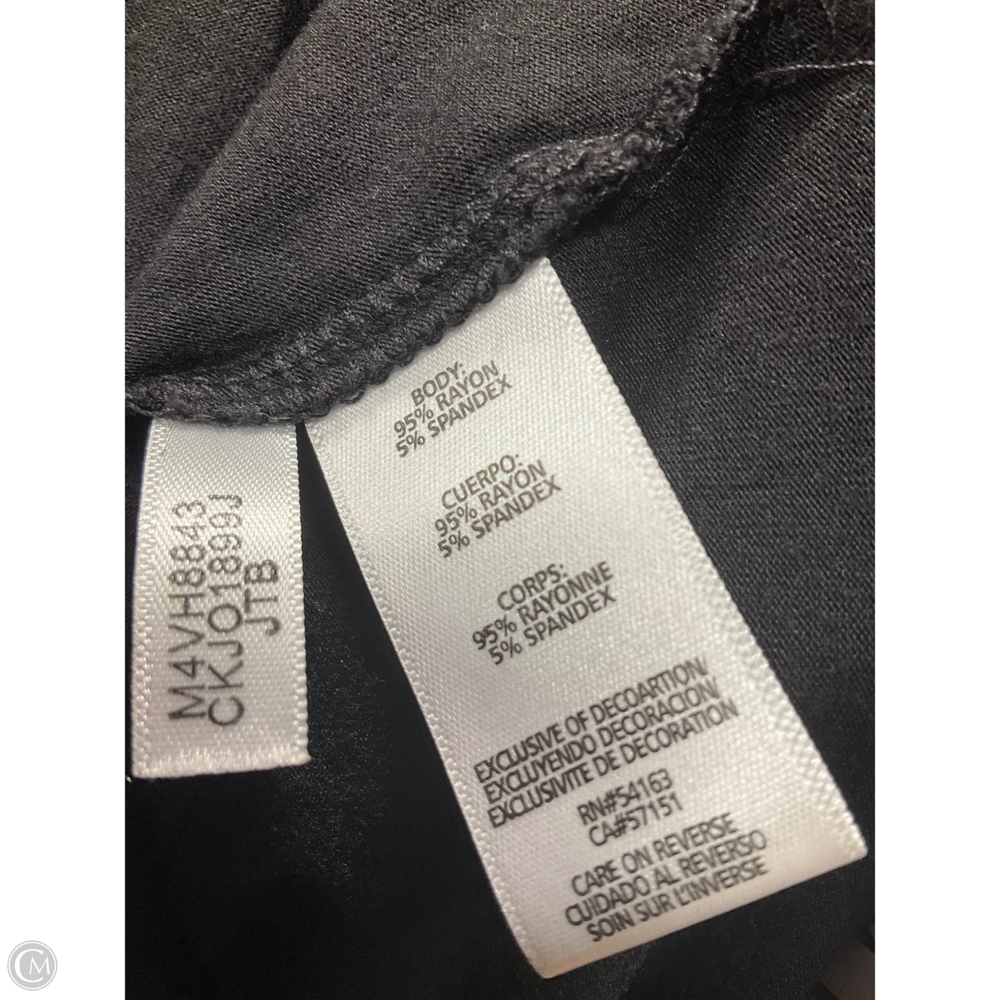 Top 3/4 Sleeve By Calvin Klein In Black, Size: L