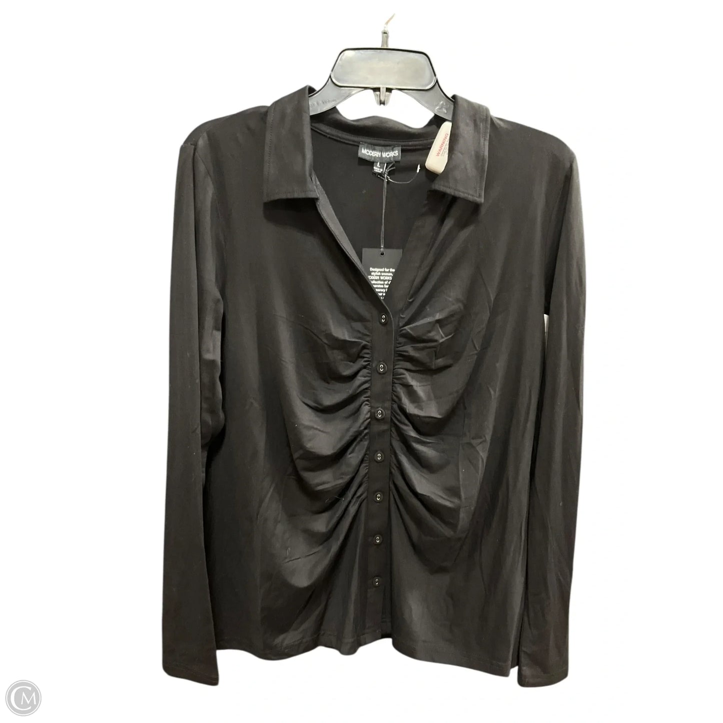 Blouse Long Sleeve By Modern Works In Black, Size: L