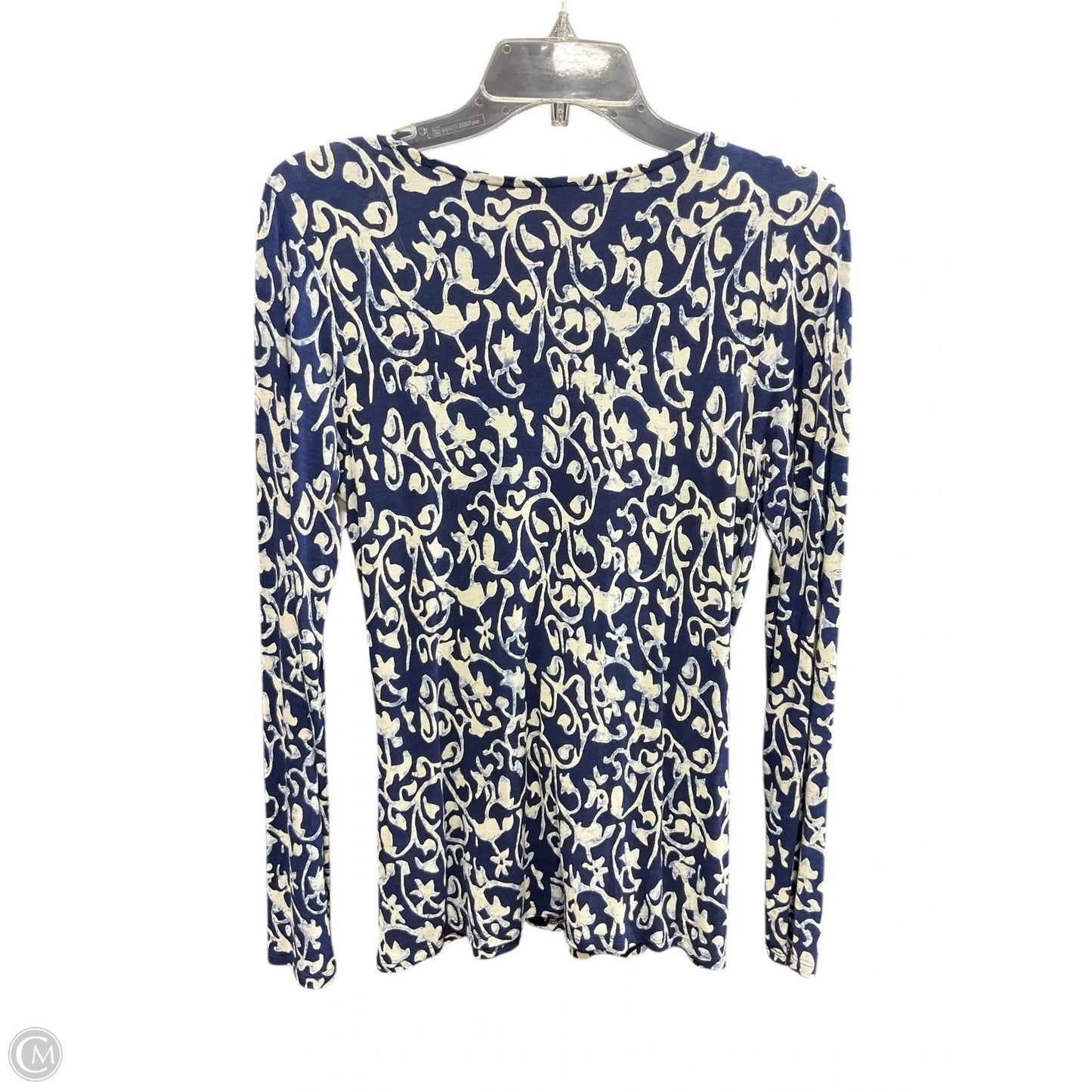 Top Long Sleeve By Lucky Brand In Blue & White, Size: M