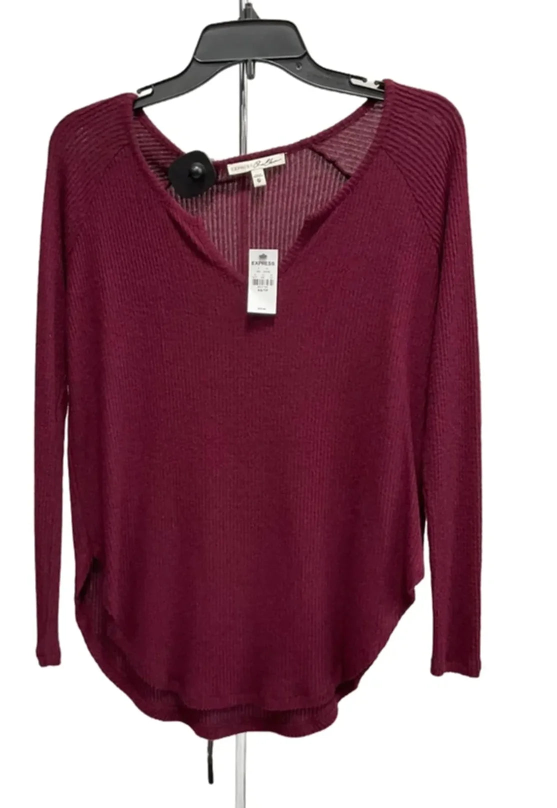 Top Long Sleeve By Express In Maroon, Size: Xs