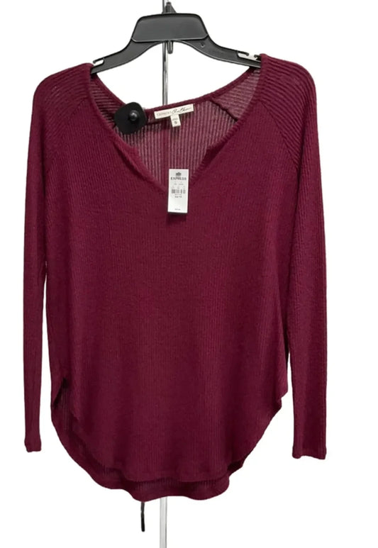 Top Long Sleeve By Express In Maroon, Size: Xs