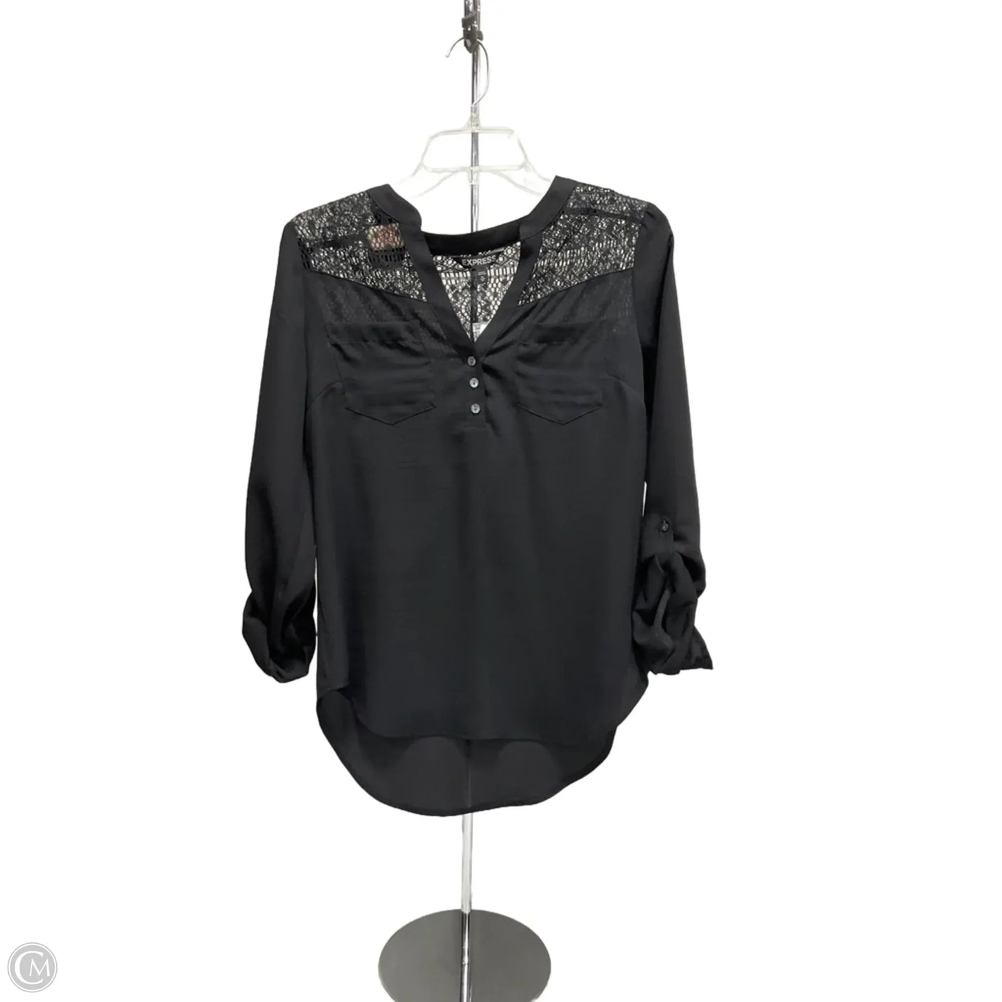 Top Long Sleeve By Express In Black, Size: Xs